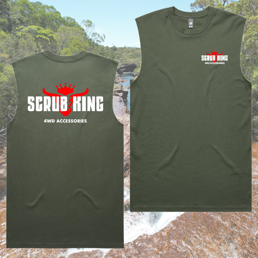 Scrub King Army Green Singlet